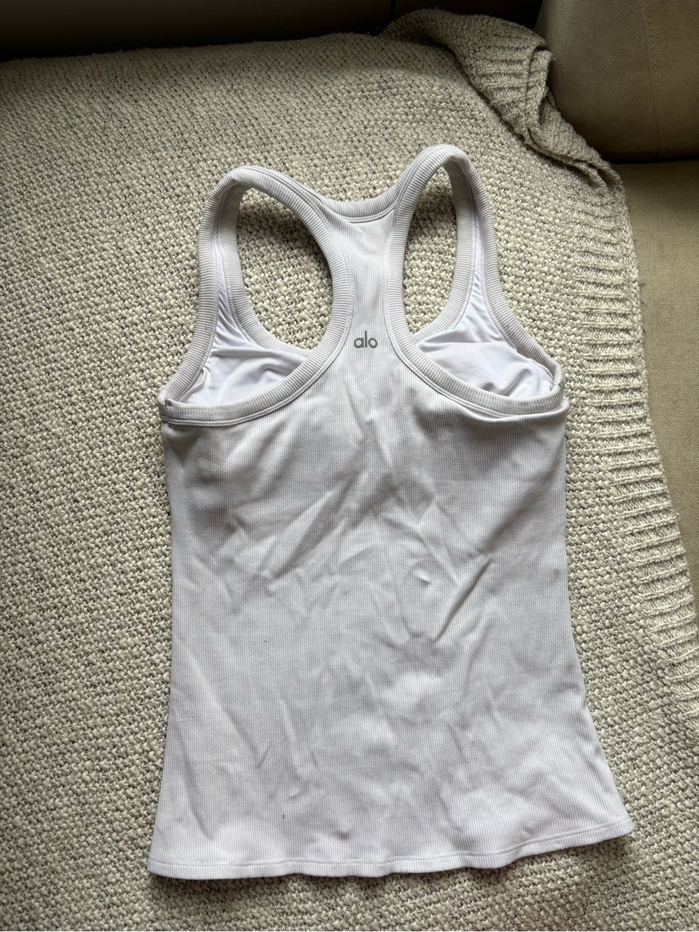 ALO Yoga White Racerback Ribbed Tank - Picture 3 of 3